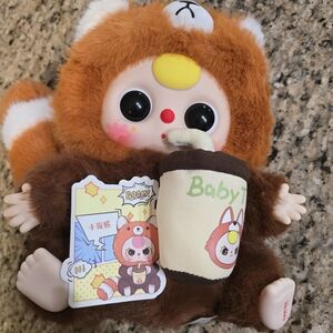 Adorable Brown Plush Toy with Baby Bottle